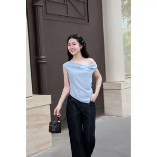 MARC FASHION Áo lệch vai cổ đổ phối ren CBAK022648