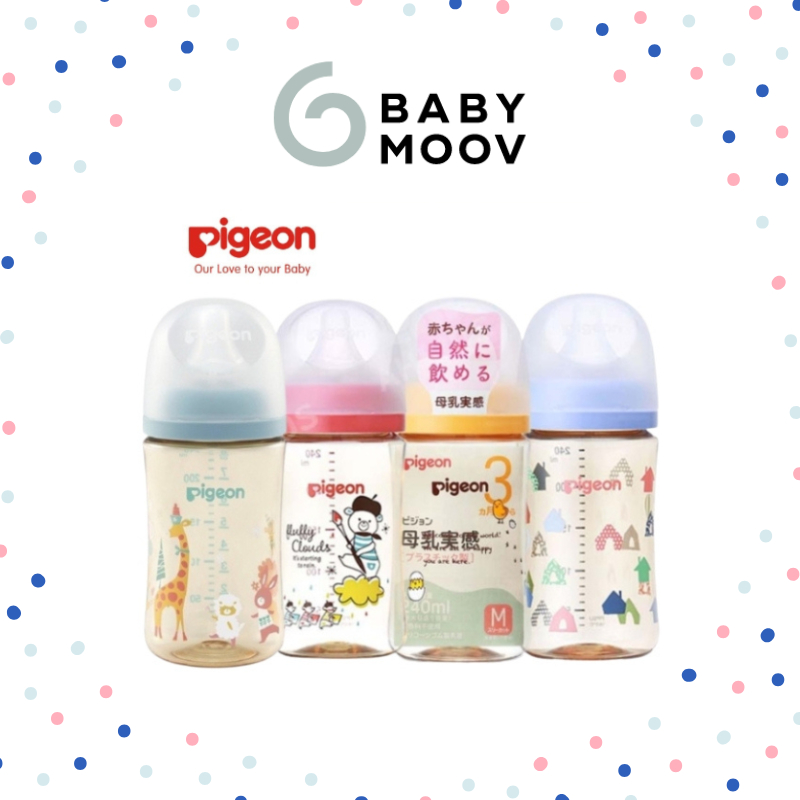 Bình Sữa Pigeon Soffouch (PHIÊN BẢN MỚI)Cổ Rộng Dung Tích 160ml /240ml Chất liệu PPSU 2025 chính hãng