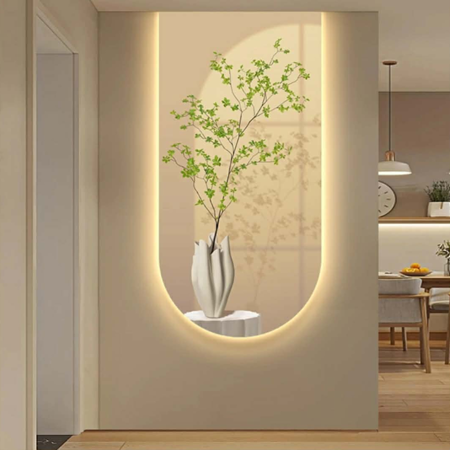 Tranh 3D LED Phong Cảnh Cây Lá Tráng Gương Cao Cấp Treo Hành Lang, Văn Phòng Công Ty - Oha Decor