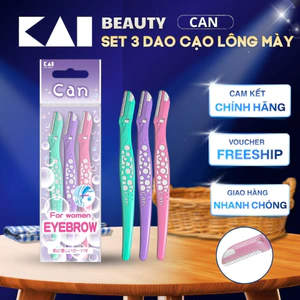 Set 3 Dao cạo lông mày lưỡi thép có màng bảo vệ Kai Can For Women Eyesbrow kèm nắp nhựa bảo vệ