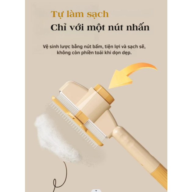 (CÓ HỎA TỐC) Lược chải ve rận cho chó mèo, lược chải lông có nút bấm lấy lông cho thú cưng