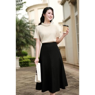 Chân Váy Công Sở LAMER FASHION Dáng Xoè Dài Bổ Mánh Mí Gân Đứng Form Thanh Lịch O62L26Q001