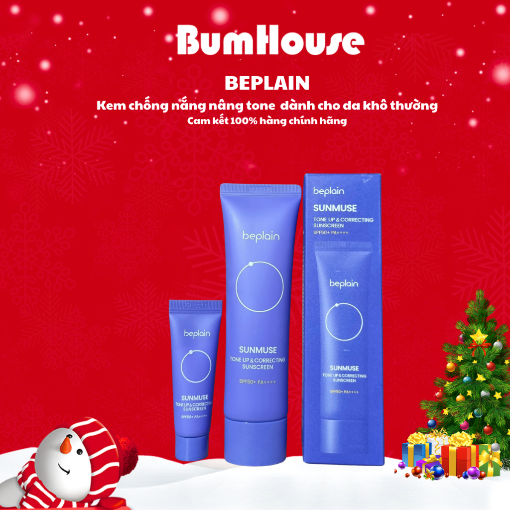Kem chống nắng BEPLAIN Sunmuse lai Vật Lý & Hoá Học Nâng Tone & Hiệu chỉnh da SPF 50+ PA++++  50ML (Màu Tím)