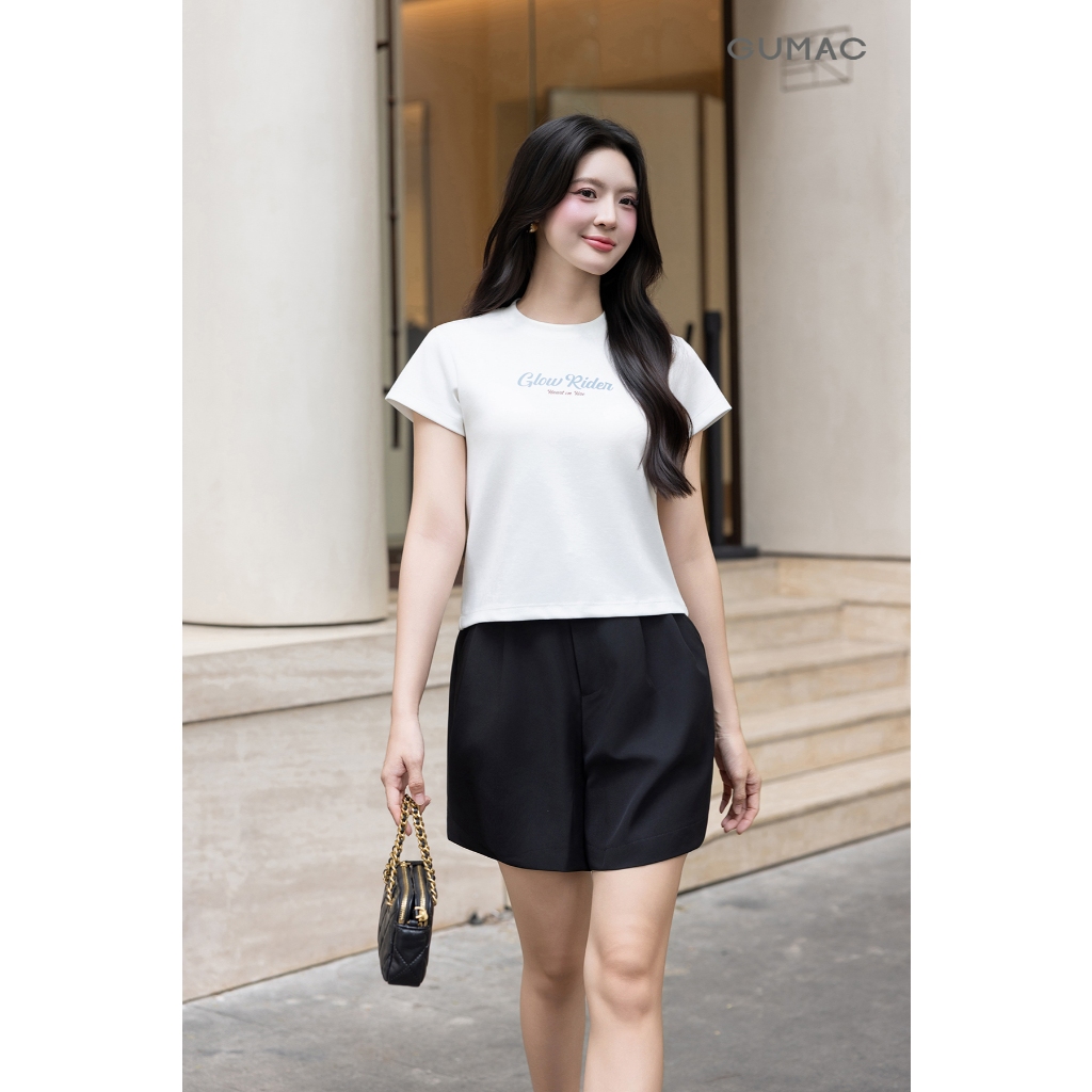 Quần Short Nữ GUMAC Form Rộng Xếp Ly Lưng Liền Có Túi Xéo Thời Trang Trẻ Trung QG03029