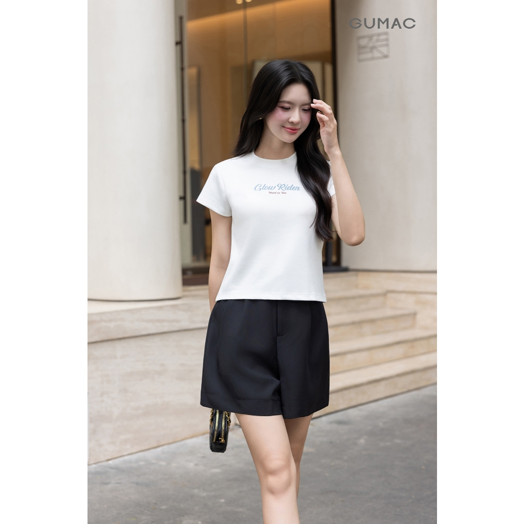 Quần Short Nữ GUMAC Form Rộng Xếp Ly Lưng Liền Có Túi Xéo Thời Trang Trẻ Trung QG03029