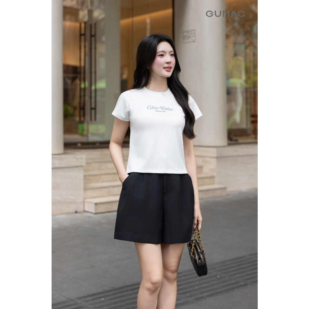 Quần Short Nữ GUMAC Form Rộng Xếp Ly Lưng Liền Có Túi Xéo Thời Trang Trẻ Trung QG03029