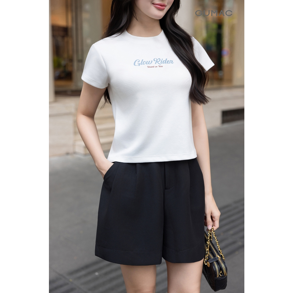 Quần Short Nữ GUMAC Form Rộng Xếp Ly Lưng Liền Có Túi Xéo Thời Trang Trẻ Trung QG03029