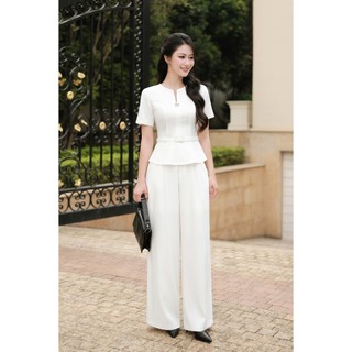 Áo Kiểu Nữ LAMER FASHION Dáng Peplum Đai Eo Đính Nơ Trang Trí Thanh Lịch, Công Sở O61B26Q004
