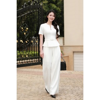 Áo Kiểu Nữ LAMER FASHION Dáng Peplum Đai Eo Đính Nơ Trang Trí Thanh Lịch, Công Sở O61B26Q004