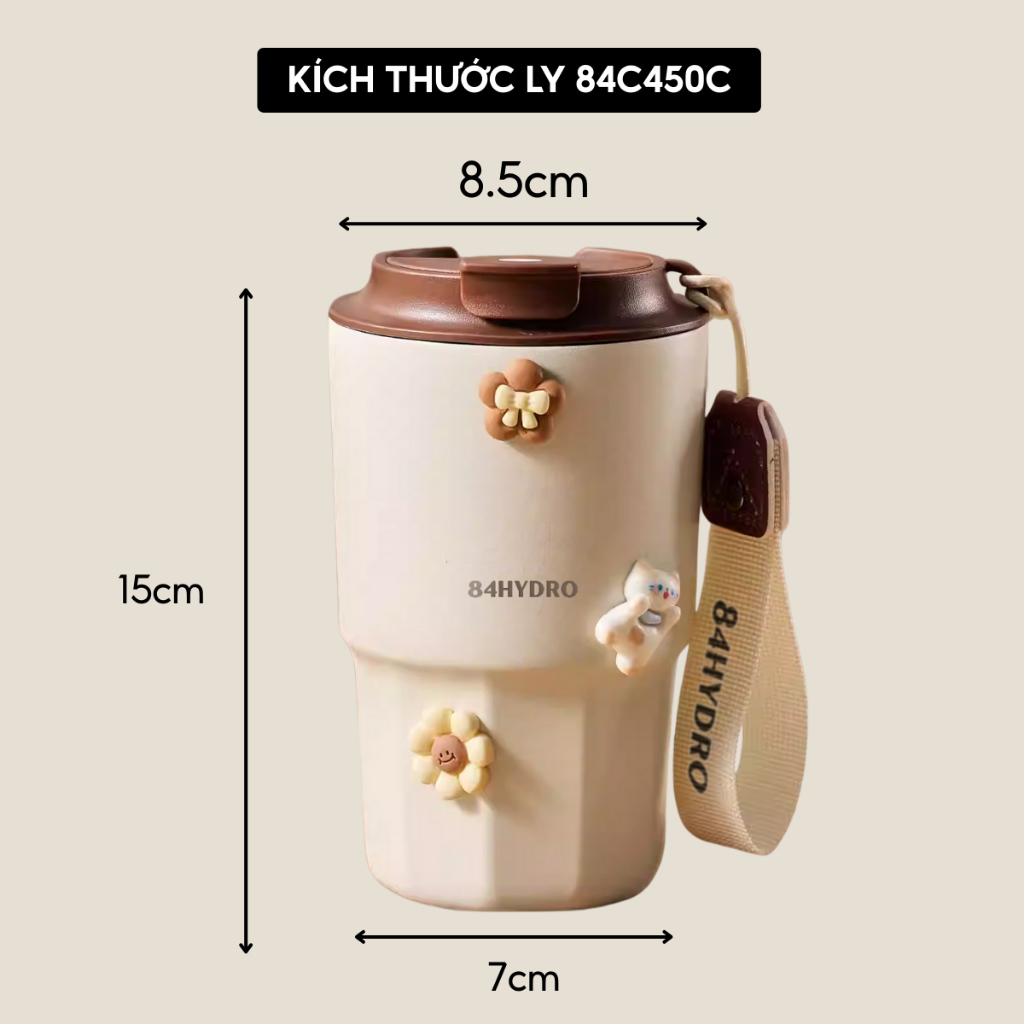 Ly giữ nhiệt Coffee Cup 84C450C, dung tích 450ml, lõi tráng sứ cao cấp, chính hãng 84HYDRO