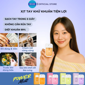 Nước rửa tay diệt khuẩn dưỡng da Power Mist 45ml Mecare - Xịt rửa tay khô, tiện lợi đem theo mọi nơi
