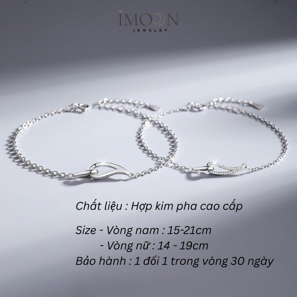 Lắc tay đôi đính đá giọt nước hợp kim cao cấp Imoon Jewelry, vòng tay đôi giọt nước không gỉ