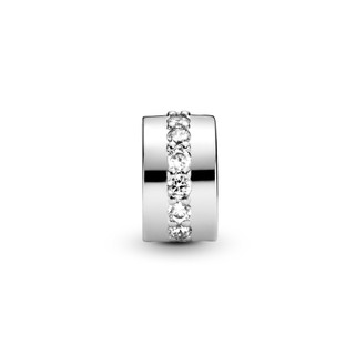 Charm Bấm Pandora Bạc Đính Hàng Đá CZ Trong Suốt - Clear Sparkling Row Clip Charm