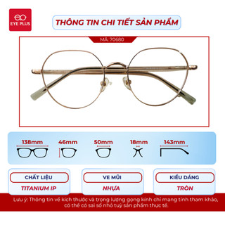 Gọng Kính Cận Oval Eye Plus 70680 Thép Không Gỉ Siêu Mảnh Nhẹ Kính Mắt Nam Nữ Thời Trang Unisex