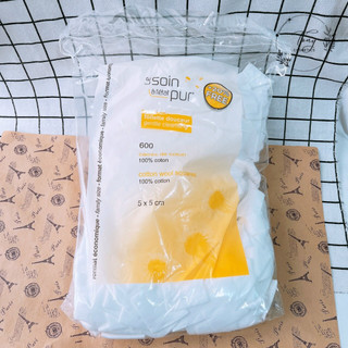 Bông tẩy trang Tetra Soin Pur của Pháp 100% cotton gói 600 miếng