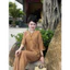Bộ đi chùa cổ tròn thêu trúc chất liệu đũi tơ mềm mát, Set pháp phục nữ sang chảnh điệu đà | Đồ Lam An Nhiên