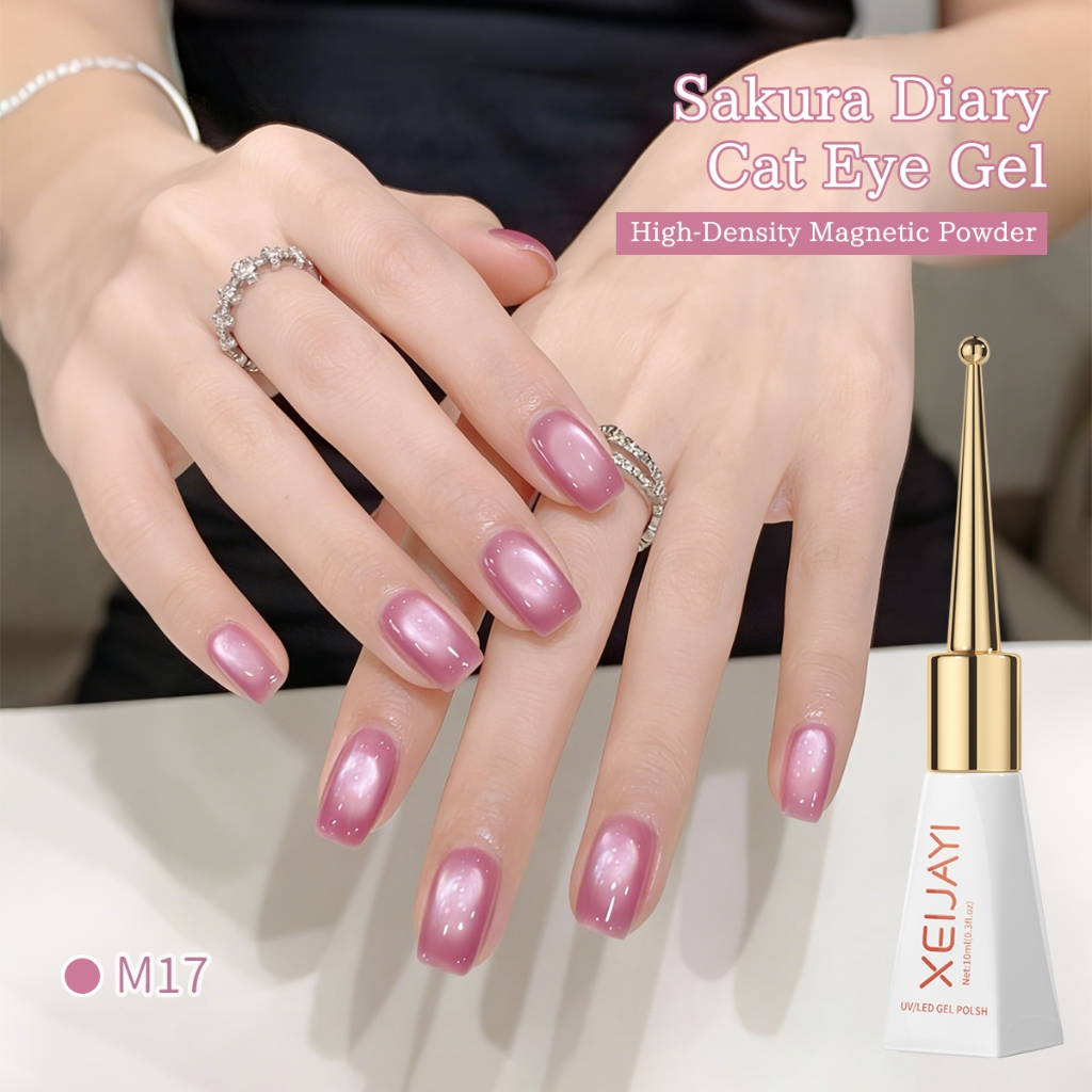 XEIJAYI 10ml - Sơn móng tay gel mắt mèo màu hồng mới, phù hợp cho việc làm móng hàng ngày.