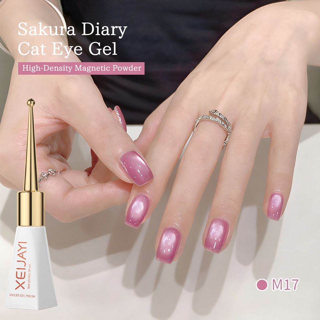 XEIJAYI 10ml - Sơn móng tay gel mắt mèo màu hồng mới, phù hợp cho việc làm móng hàng ngày.