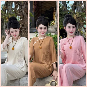 Bộ Lam Đi Lễ, Set Đũi Tơ Trúc Xinh | Đồ lam An Nhien