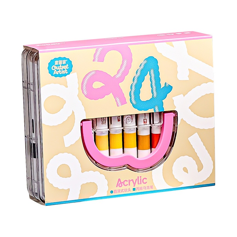 [Cào là trúng quà]Bút Marker Acrylic Outset Artist 24/36/48/60 Màu Nét Cọ Vẽ Đá Gỗ Kính Vải Canvas