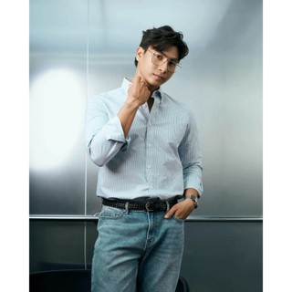 Áo sơ mi tay dài nam oxford kẻ sọc nhỏ. Form Fitted - ROUTINE 10S25SHL022R1