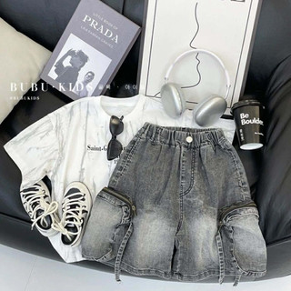 Sét đồ bé trai mùa hè áo thun + quần short cotton mềm mát size  10 - 35kg