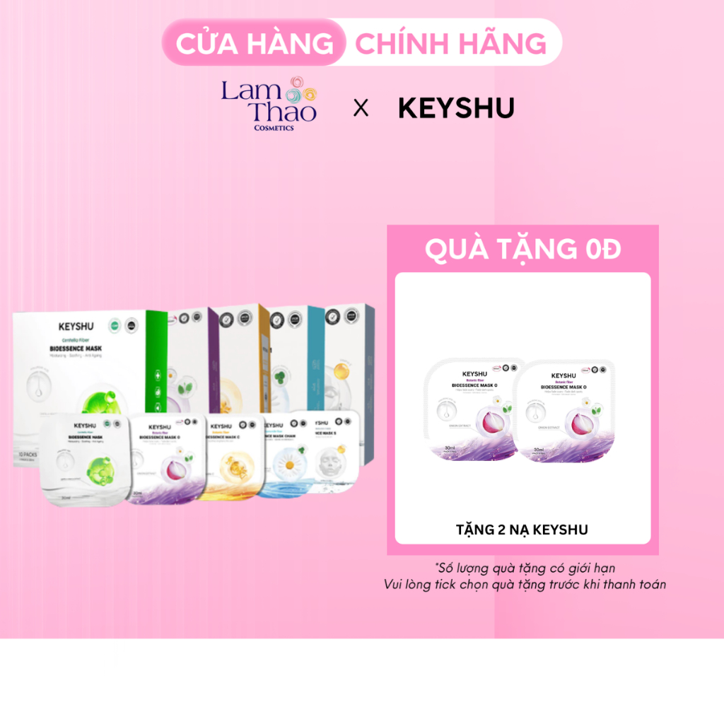 [TẶNG 2 NẠ HÀNH TÍM] [DẠNG HỘP] Keyshu Mặt Nạ Keyshu Essence Mask ...