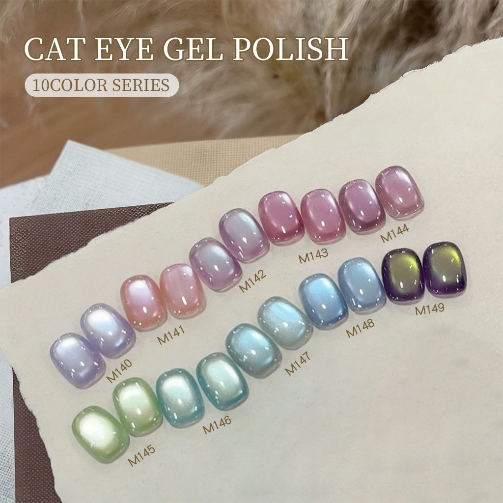 XEIJAYI 10ml- ơn móng tay dạng gel mắt mèo màu xanh nhạt, bộ 10 màu, thích hợp cho các tiệm làm móng