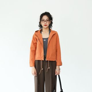 Áo Khoác Kaki Nữ JP Fashion Khóa Kéo, Có Mũ Chống Nắng, Túi Trong Tiện Lợi Năng Động Thể Thao 10712082