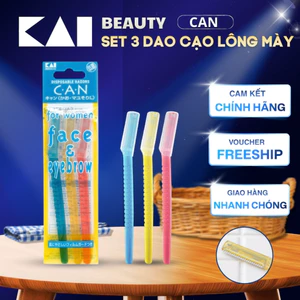 Set 3 Dao Cạo Lông Mặt & Lông Mày KAI Lưỡi Đơn Có Nắp Bảo Vệ Mang Theo Du Lịch