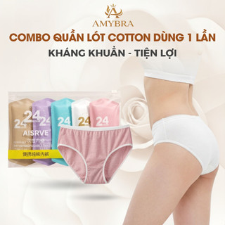 Combo Quần Lót Cotton Dùng Một Lần Tiện Lợi, Set Quần Chip Kháng Khuẩn Mềm Mại AMYBRA L474 - L594