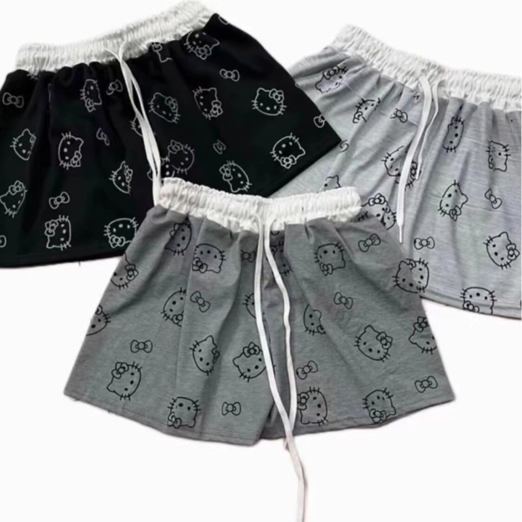 [Peinn] Set đồ mùa hè siêu cool, siêu thoải mái - set áo phông + quần ngắn kitty đen - top mùa hè
