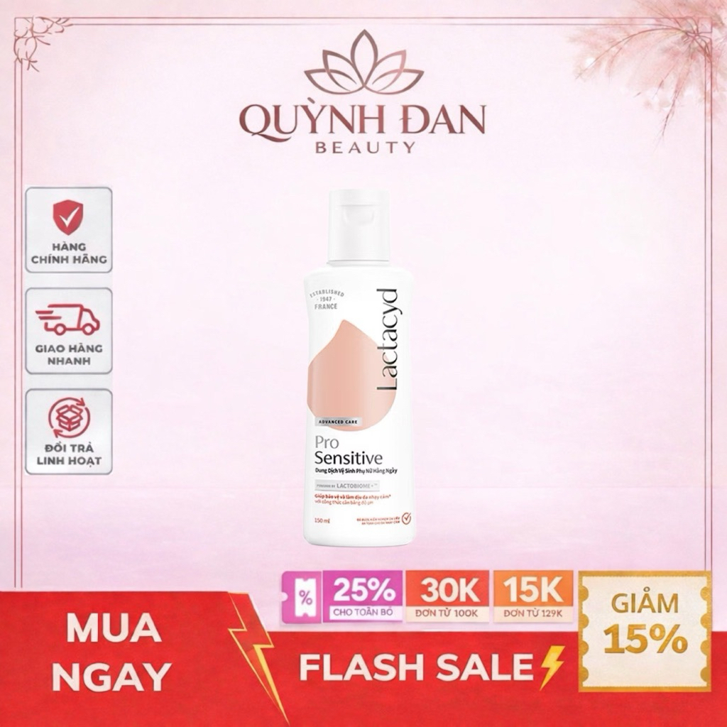 Dung Dịch Vệ Sinh Phụ Nữ Lactacyd Pro Sensitive Cho Da Nhạy Cảm Hồng 250ml/chai