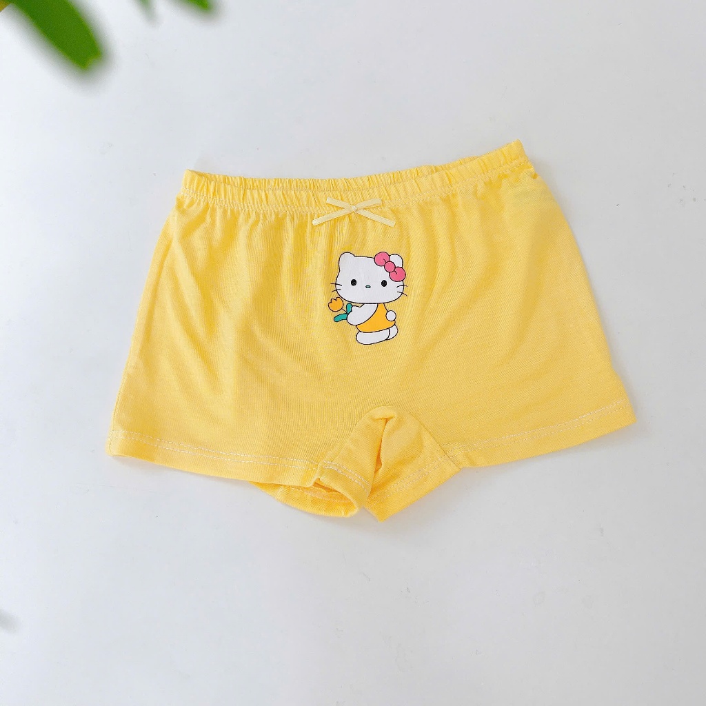 Quần lót bé gái 95% Modal sợi Sồi Lá Homewear A392, set 3 quần chip bé gái kitty caro dễ thương
