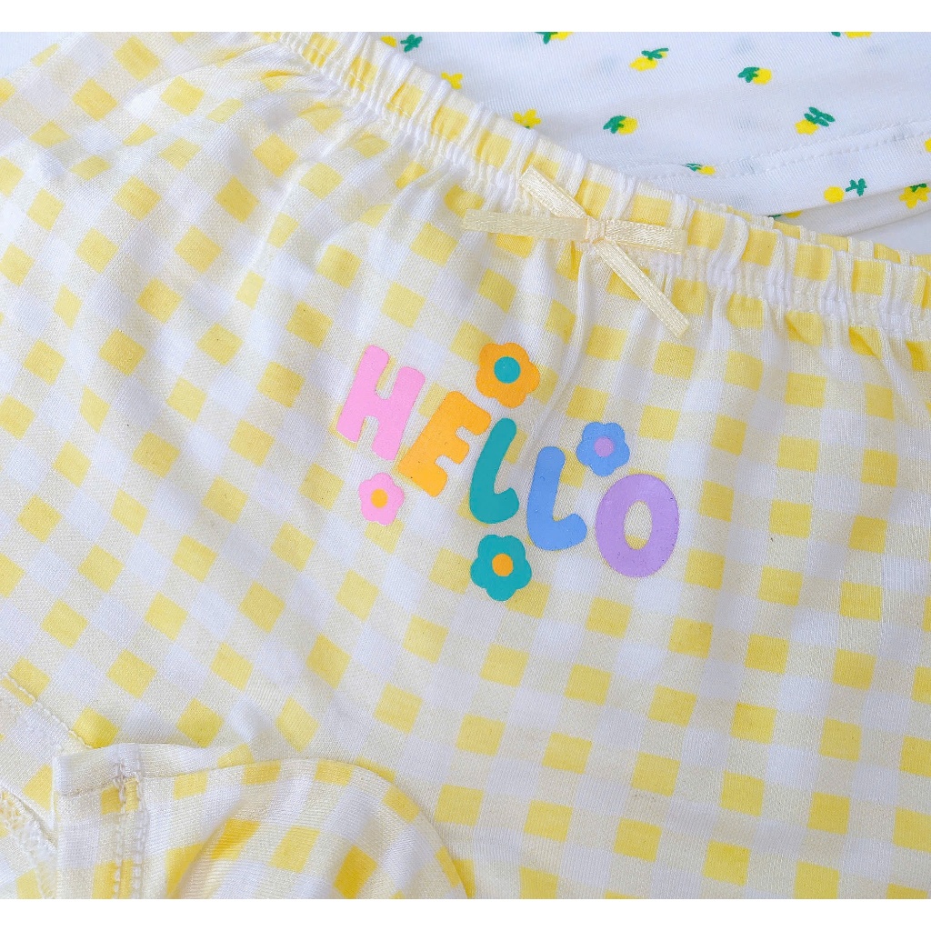 Quần lót bé gái 95% Modal sợi Sồi Lá Homewear A392, set 3 quần chip bé gái kitty caro dễ thương
