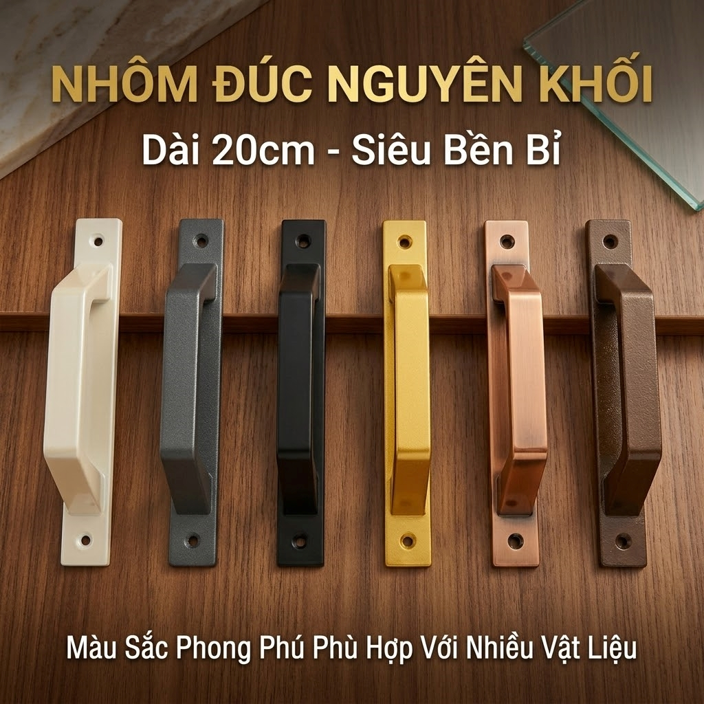 Tay Nắm Cửa Hợp Kim Nhôm Đúc Nguyên Khối Cao Cấp Dài 20cm - Tay Nắm Cửa Gỗ, Cửa Nhôm Xingfa, Cửa Tủ Đa Năng