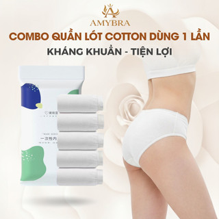 Combo 5 Quần Lót Giấy 1 Lần Tiện Lợi, Quần Lót Nữ Cotton Đóng Túi Kháng Khuẩn Riêng Biệt AMYBRA