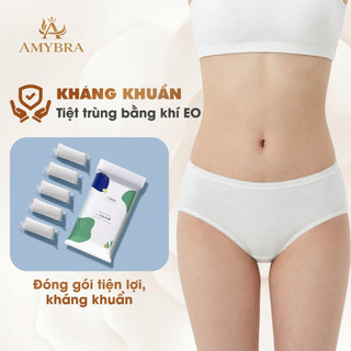 Combo 5 Quần Lót Giấy 1 Lần Tiện Lợi, Quần Lót Nữ Cotton Đóng Túi Kháng Khuẩn Riêng Biệt AMYBRA