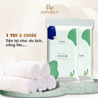 Combo 5 Quần Lót Giấy 1 Lần Tiện Lợi, Quần Lót Nữ Cotton Đóng Túi Kháng Khuẩn Riêng Biệt AMYBRA