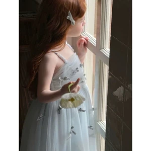 Váy công chúa bé gái chất voan mềm dáng dài nhẹ nhàng phong cách tiểu thư sang trọng mặc dịp đặc biệt