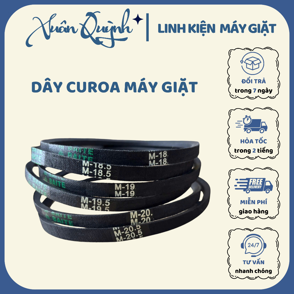 [ĐỦ LOẠI] Dây curoa máy giặt - chất liệu cao su tổng hợp, chịu lực tốt, chống mài mòn