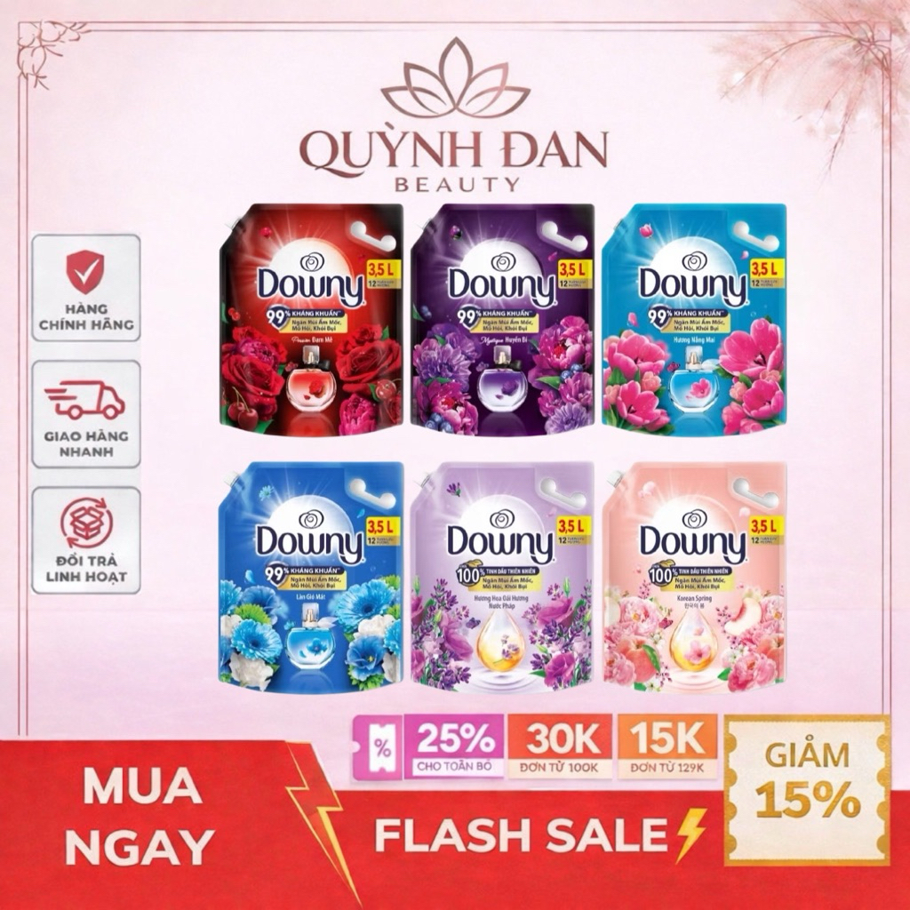 Nước Xả Vải DOWNY Hương Nước Hoa Cao Cấp Túi 3L ,3.5L Hương Đam Mê/ Huyền Bí/ Nắng Mai