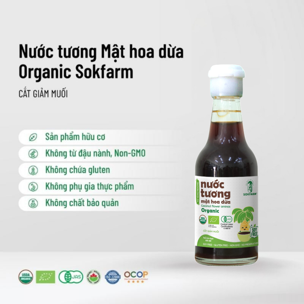 Nước Tương Mật Hoa Dừa/  Mật Hoa Dừa Cô Đặc SOKFARM – Organic, Không Đường Tinh Luyện, Tốt Cho Bé
