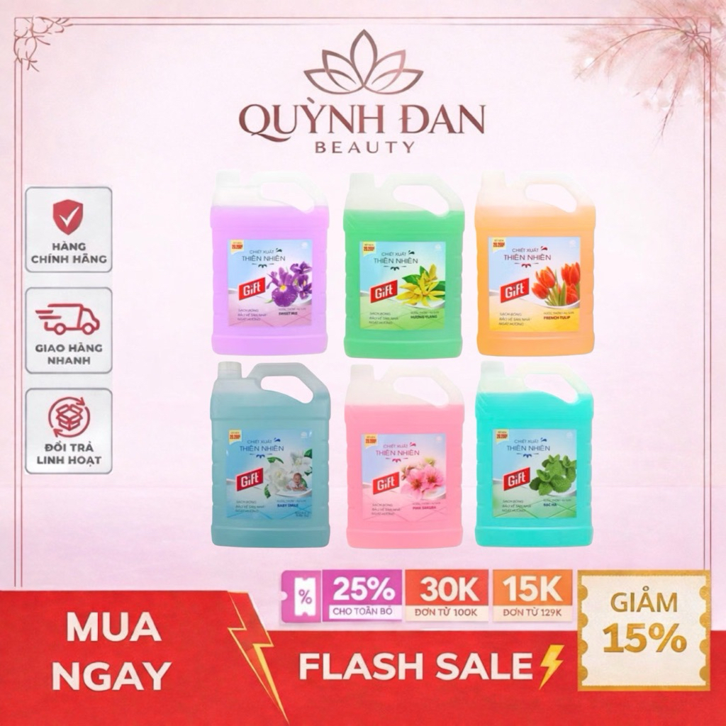 Nước lau sàn can GIFT nhiều mùi hương 3,8kg