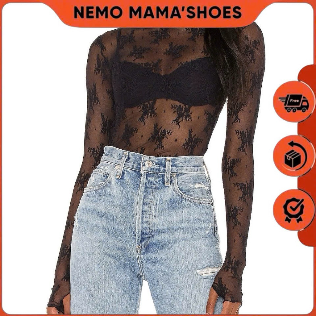 FREE PEOPLE ÁO REN LƯỚI TAY DÀI CAO CẤP – NỮ TÍNH, QUYẾN RŨ, SIÊU TÔN DÁNG ( Q260303019 )