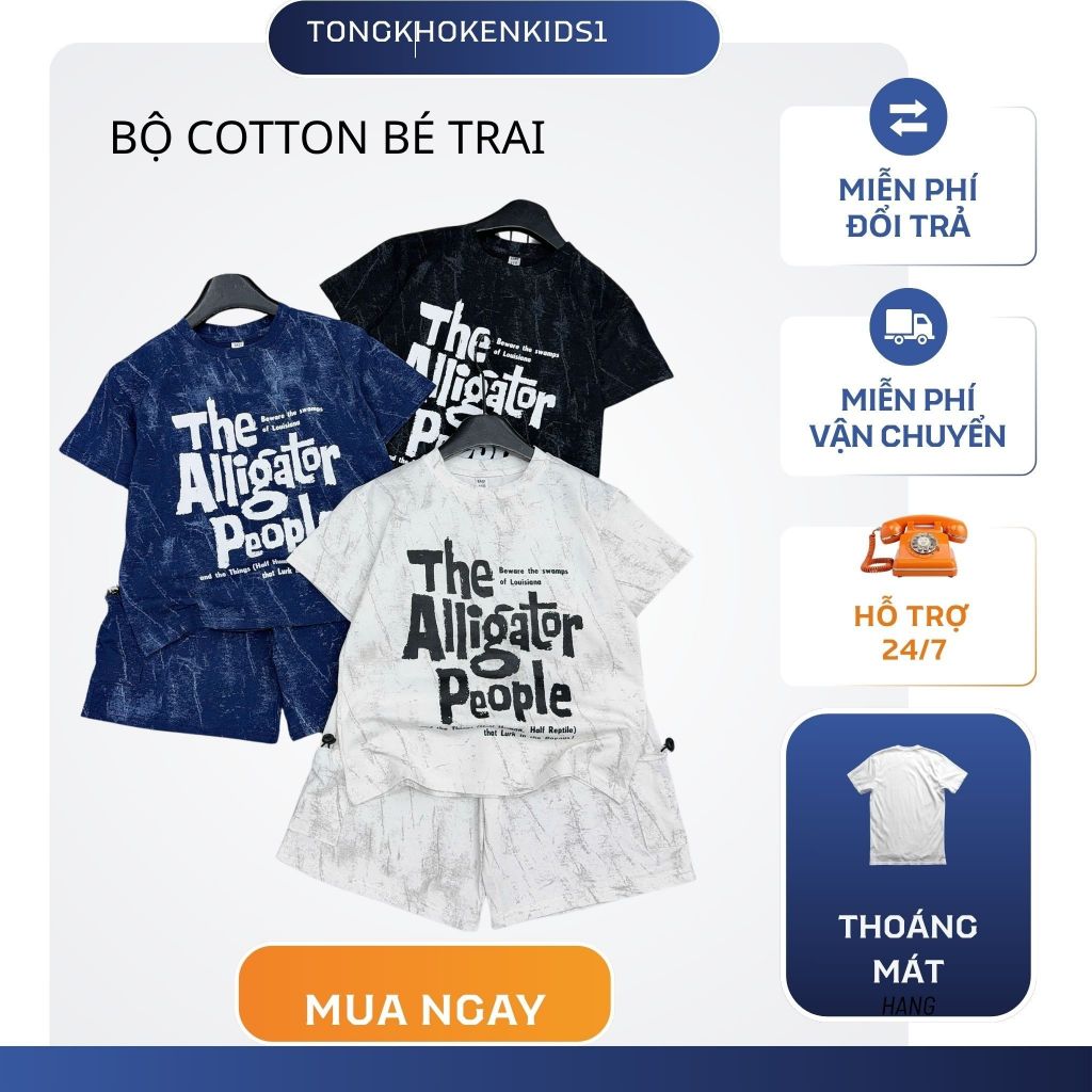 Bộ Quần Áo Bé Trai (ALLIGATOR) Chất Cotton Mềm Mịn Thầm Hút Tốt, Không Bai Xù, Túi hộp 2 bên quần, 17-60kg