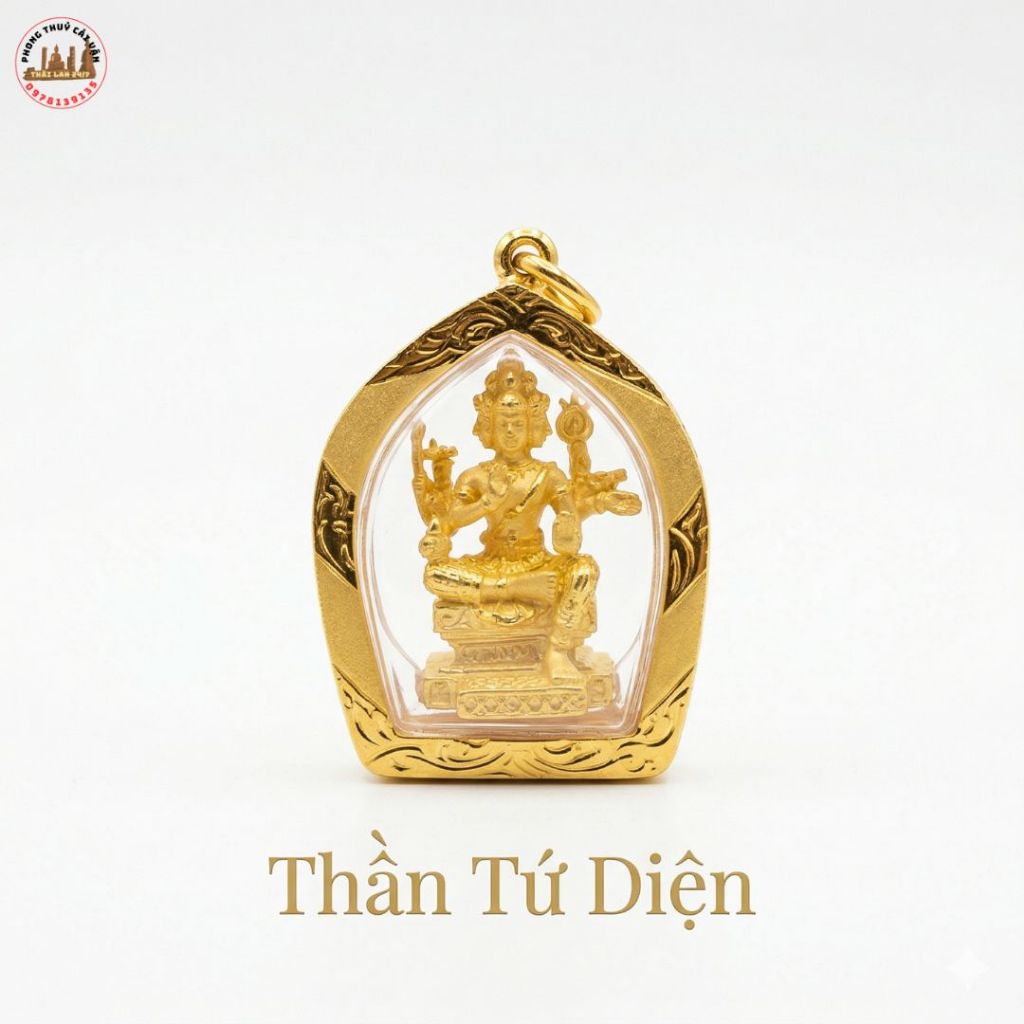 Mặt Dây Chuyền Thần Tứ Diện Phụ Kiện 4cm Kèm Khung Bảo Vệ Bền Đẹp