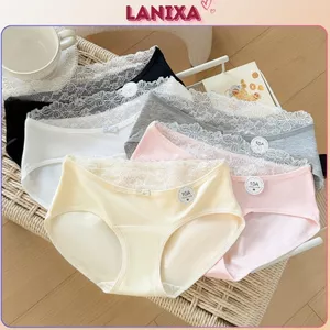 Quần lót nữ cotton kháng khuẩn cạp bo chun phối ren sang trọng đáy lót thoải mái LANIXA L5310 -CB