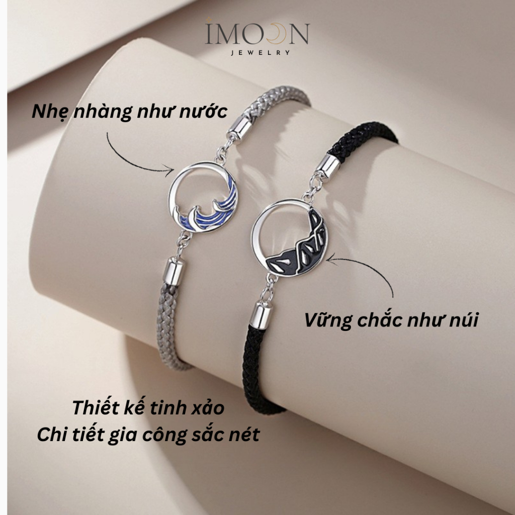 Lắc tay đôi charm núi và biển chất liệu hợp kim cao cấp không gỉ Imoon Jewelry