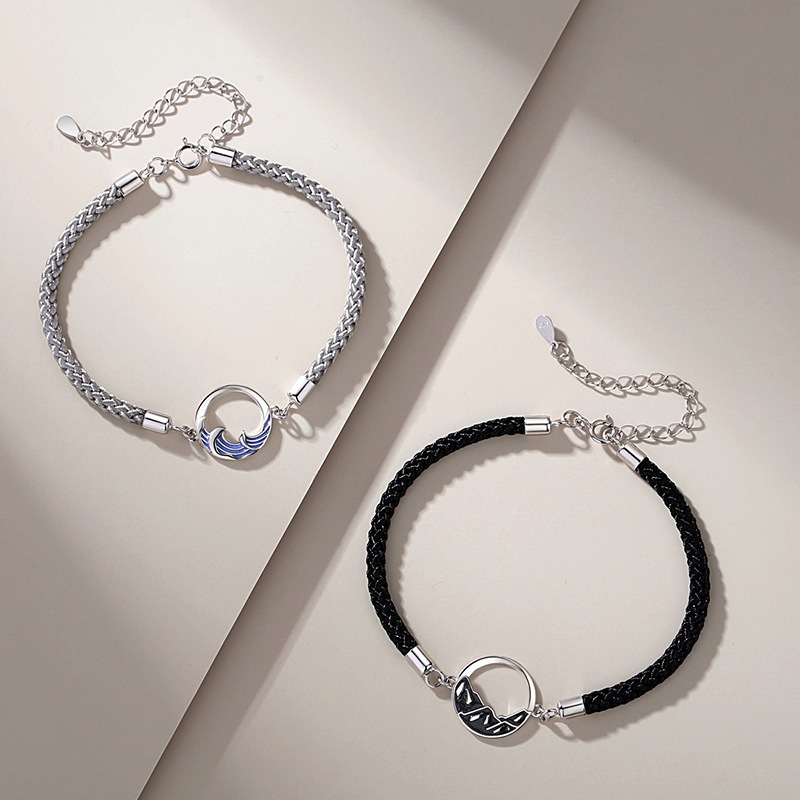 Lắc tay đôi charm núi và biển chất liệu hợp kim cao cấp không gỉ Imoon Jewelry